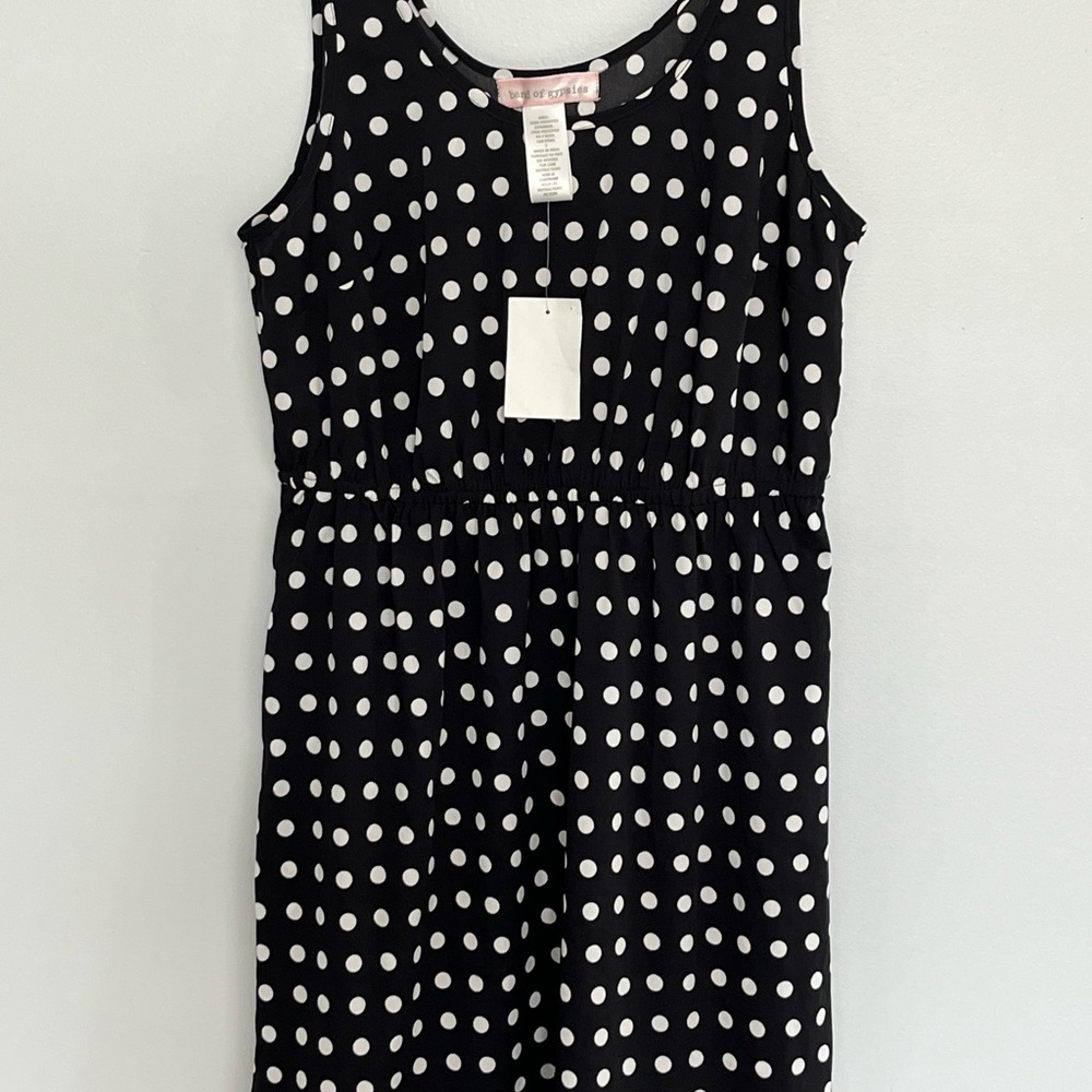 NWT: Band of Gypsies Collection: Black & white polka dot dress. SMALL